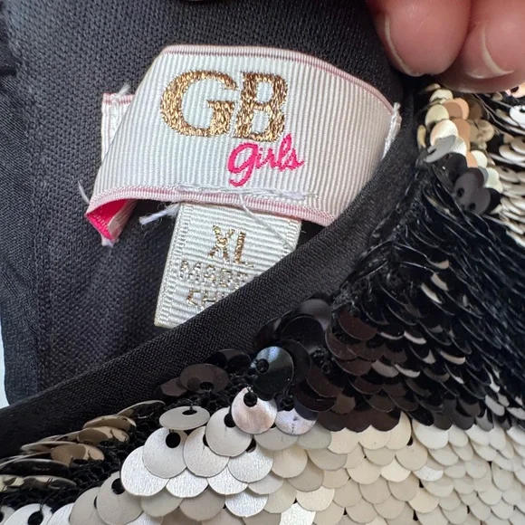 Gianni Bini Sparkling Black and Silver Striped Kids Dress size XL - Picture 7 of 7